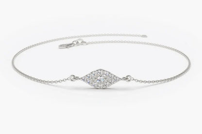 Pulseira Feminina Delicado de Ouro Amarelo 18k Olho Diamantes