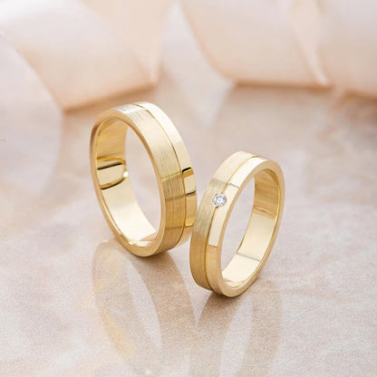 Par de Alianças de casamento noivado ouro 18k diamantes Loren