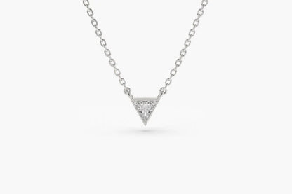 Corrente De Ouro18k  Solitario Diamante triangulo Brilhante