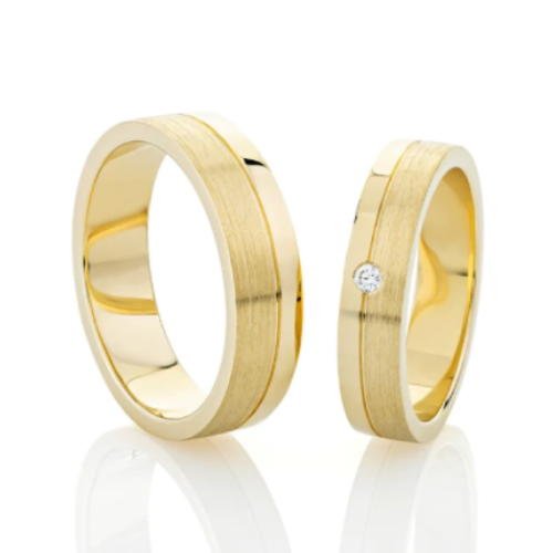 Par de Alianças de casamento noivado ouro 18k diamantes Loren