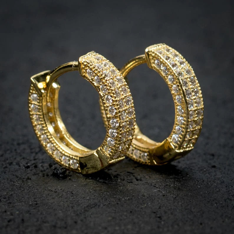Par Brinco de ouro masculino diamantes luxo