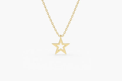 Colar de Corrente c/ Estrela Feminino em Ouro Amarelo 18k