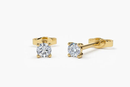 Brinco de  Ouro 18k feminino Solitário Diamantes  12 pts o par Luxo