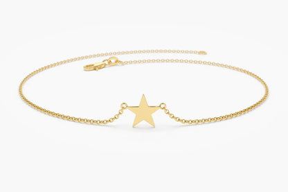 Pulseira Feminina de Ouro Amarelo 18k Estrela Delicado Luxo