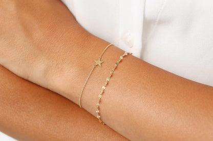 Pulseira Feminina de Ouro Amarelo 18k Estrela Delicado Luxo