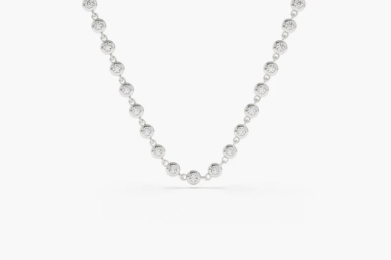 Corrente Riviera redonda De Ouro18k  Solitario Diamantes