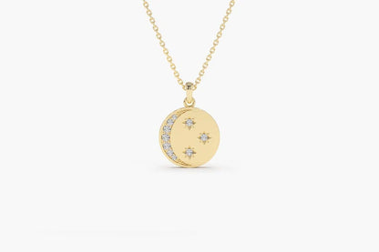 Colar De Lua Corrente Feminina em Ouro Branco 18k c/ Diamantes