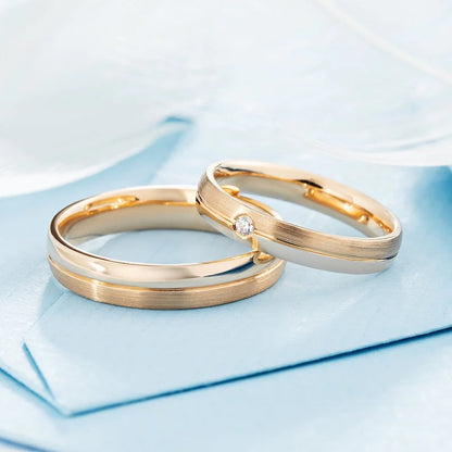 Par de Alianças de casamento noivado ouro 18k diamante Diva