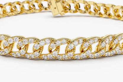 Pulseira de ouro feminina Cubana Diamante Riviera