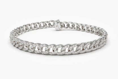 Pulseira de ouro feminina Cubana Diamante Riviera