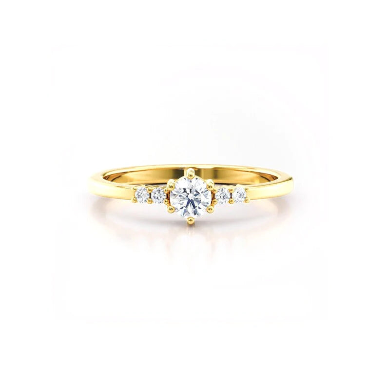 Anel de Noivado Solitario De Diamante Ouro 18k