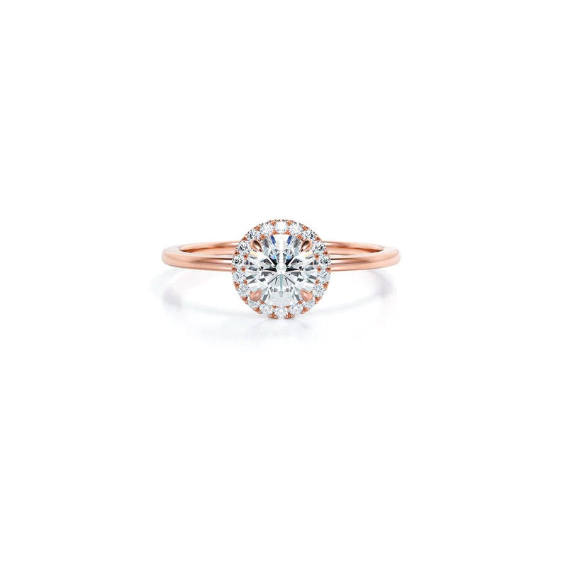 Anel De Noivado Redondo em Ouro 18k c/ Diamantes Brilhantes Pave