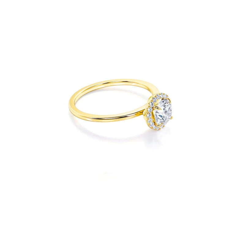 Anel De Noivado Redondo em Ouro 18k c/ Diamantes Brilhantes Pave