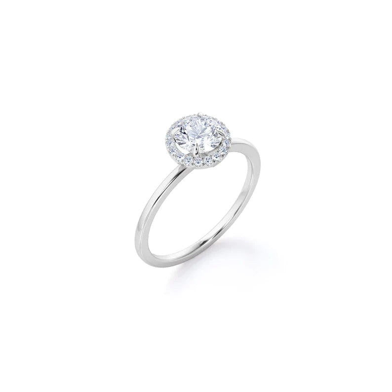 Anel De Noivado Redondo em Ouro 18k c/ Diamantes Brilhantes Pave