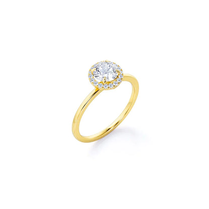 Anel De Noivado Redondo em Ouro 18k c/ Diamantes Brilhantes Pave