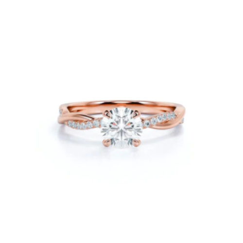 Anel de Noivado Solitario De Diamante Ouro 18k twisted III