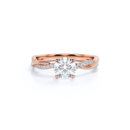 Anel de Noivado Solitario De Diamante Ouro 18k twisted III