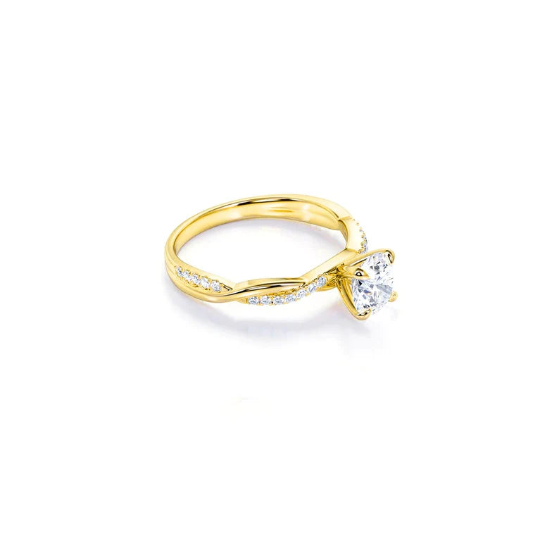 Anel de Noivado Solitario De Diamante Ouro 18k twisted III