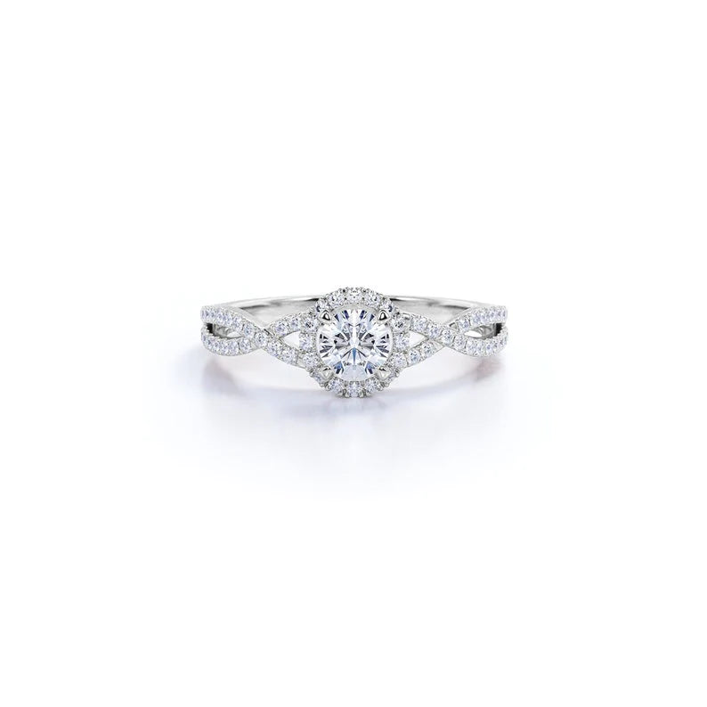 Anel de Noivado Solitario De Diamante Ouro 18k twisted Luxo