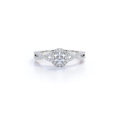Anel de Noivado Solitario De Diamante Ouro 18k twisted Luxo