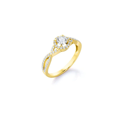 Anel de Noivado Solitario De Diamante Ouro 18k twisted Luxo