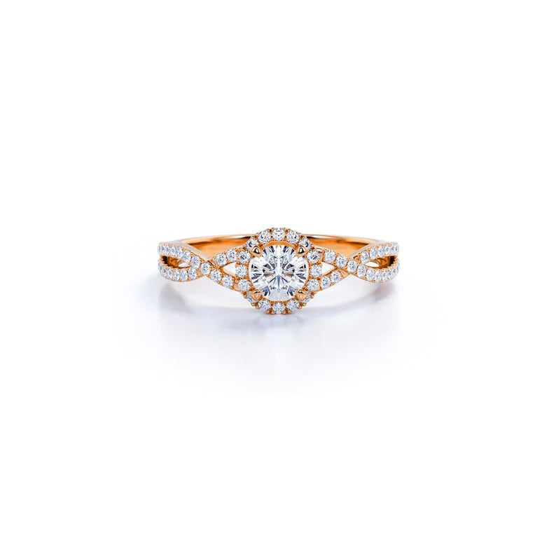 Anel de Noivado Solitario De Diamante Ouro 18k twiste Luxo