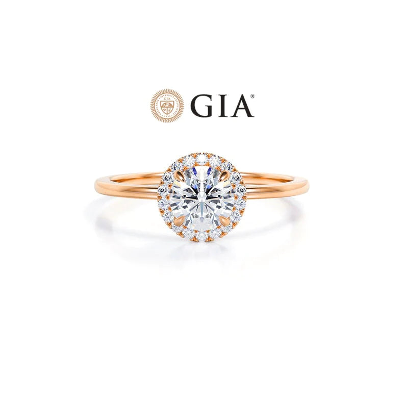 Anel Solitario Redondo De Ouro Rose 18k Diamantes Brilhantes 40pts