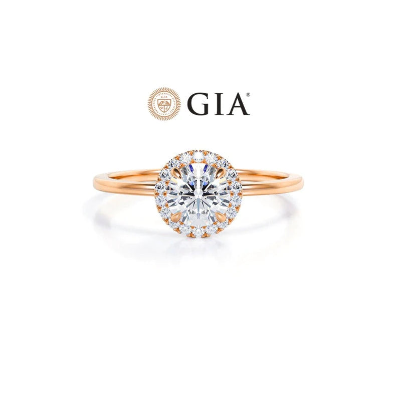 Anel Solitario Redondo De Ouro Rose 18k Diamantes Brilhantes 50pts
