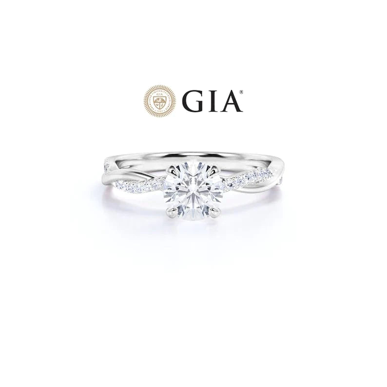 Anel De Noivado Solitario De Diamante Ouro Branco 18k Twist