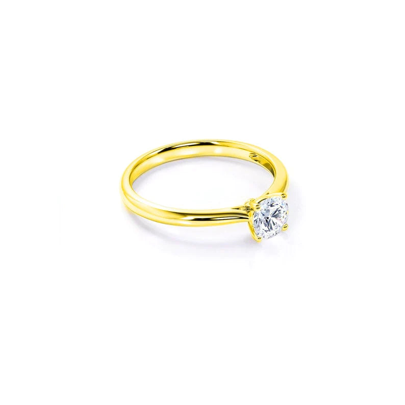 Anel Solitario De Ouro Amarelo 18k e Diamante Brilhante 70pts