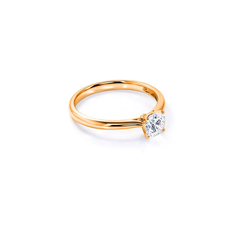 Anel Solitario De Ouro Rose 18k e Diamante Brilhante 30pts