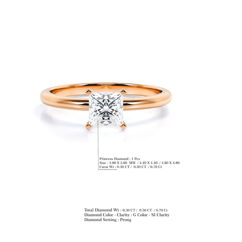 Anel Princesa De Ouro Rose 18k e Diamantes Brilhantes 30pts