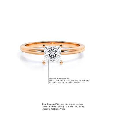 Anel Princesa De Ouro Rose 18k e Diamantes Brilhantes 30pts