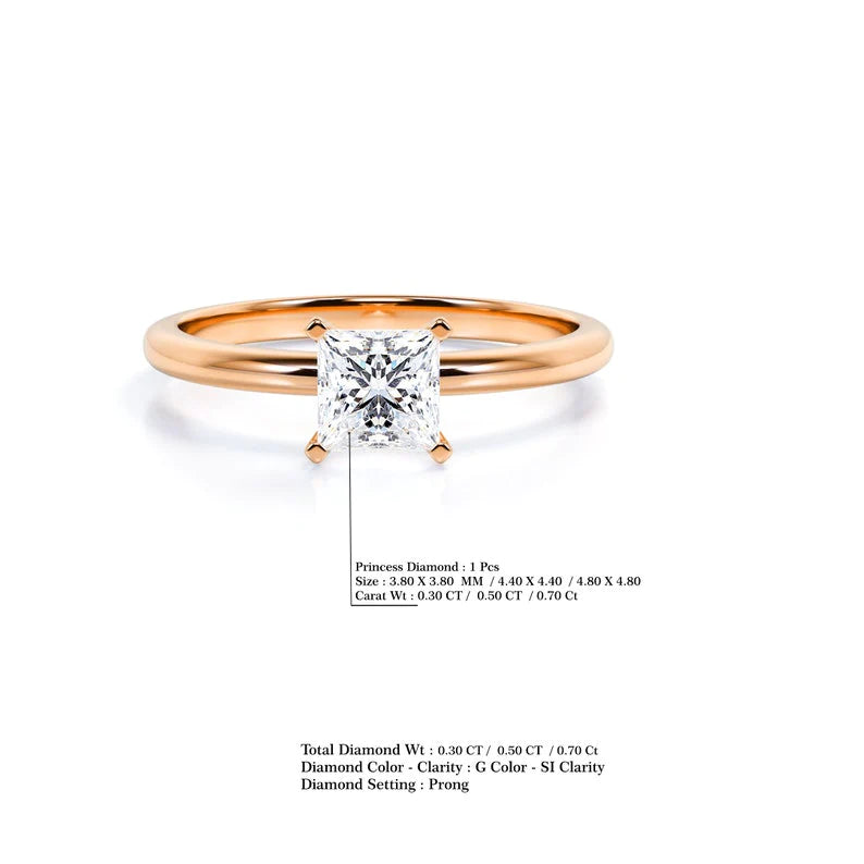 Anel Princesa De Ouro Rose 18k e Diamantes Brilhantes 70pts