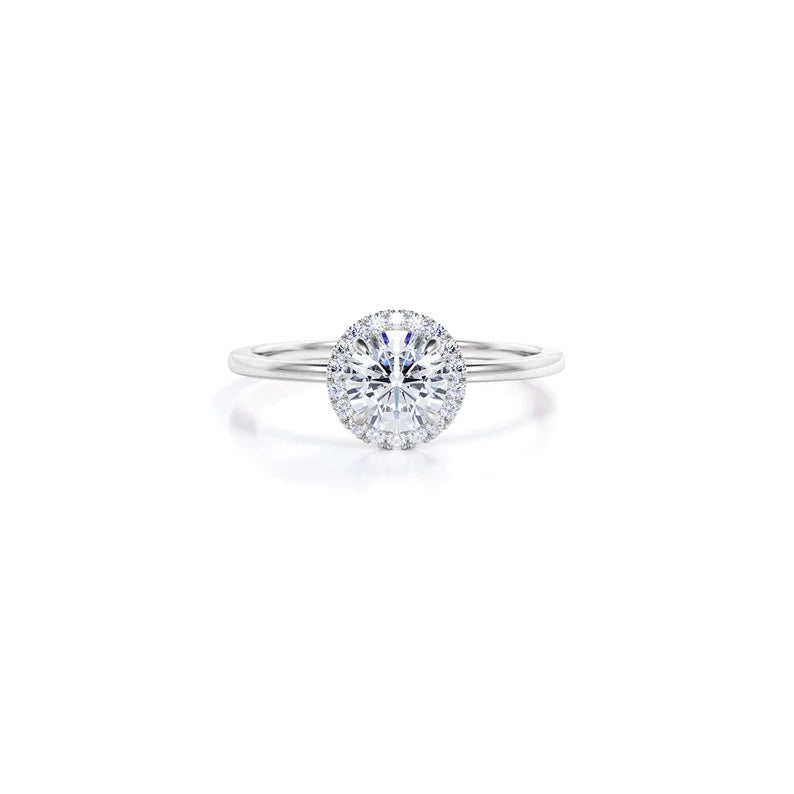 Anel De Noivado Redondo em Ouro 18k c/ Diamantes Brilhantes Pave