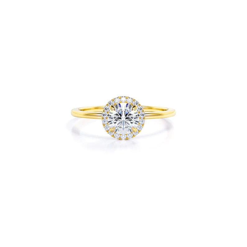 Anel De Noivado Redondo em Ouro 18k c/ Diamantes Brilhantes Pave