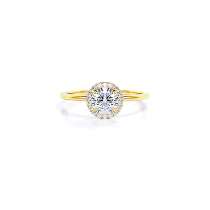 Anel De Noivado Redondo em Ouro 18k c/ Diamantes Brilhantes Pave