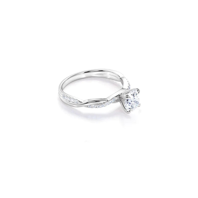 Anel de Noivado Solitario De Diamante Ouro 18k twisted III