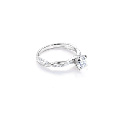 Anel de Noivado Solitario De Diamante Ouro 18k twisted III