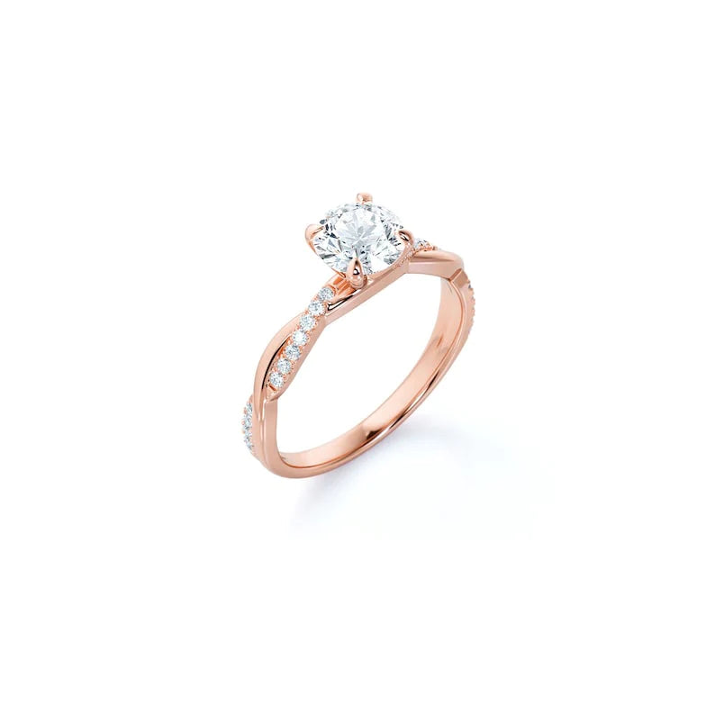 Anel de Noivado Solitario De Diamante Ouro 18k twisted III