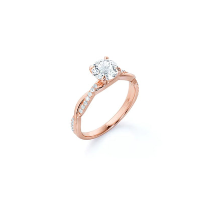 Anel de Noivado Solitario De Diamante Ouro 18k twisted III