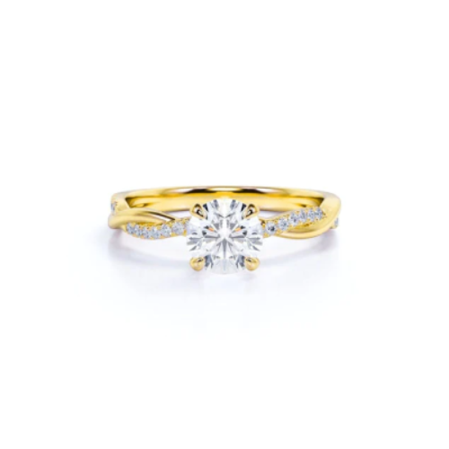 Anel de Noivado Solitario De Diamante Ouro 18k twisted III