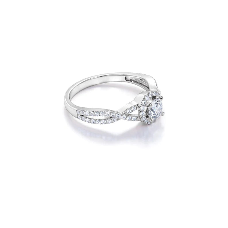 Anel de Noivado Solitario De Diamante Ouro 18k twisted Luxo