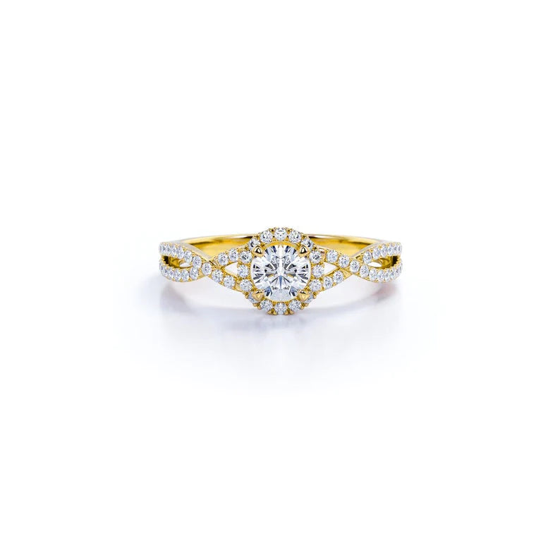Anel de Noivado Solitario De Diamante Ouro 18k twisted Luxo