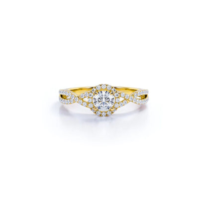 Anel de Noivado Solitario De Diamante Ouro 18k twisted Luxo