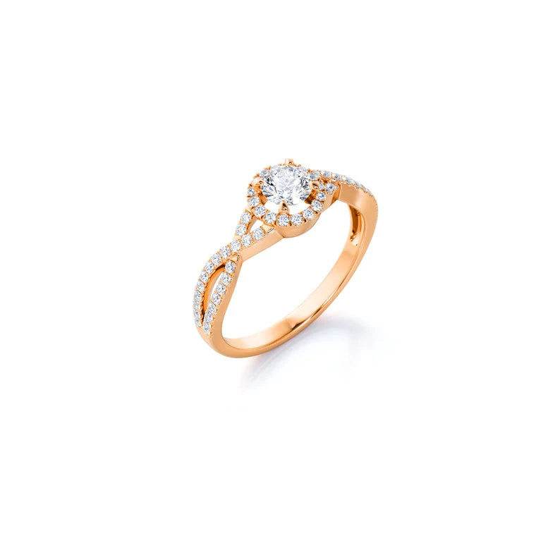 Anel de Noivado Solitario De Diamante Ouro 18k twiste Luxo