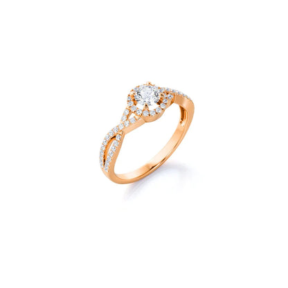 Anel de Noivado Solitario De Diamante Ouro 18k twiste Luxo