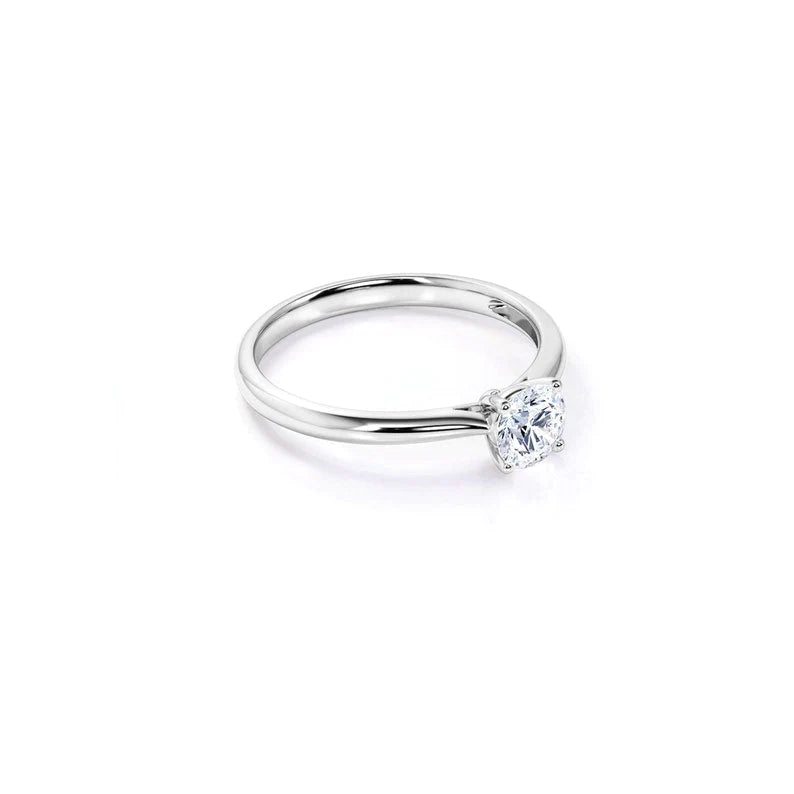 Anel Solitario De Ouro Branco 18k e Diamante Brilhante 100pts