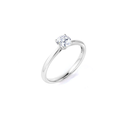 Anel Solitario De Ouro Branco 18k e Diamante Brilhante 30pts