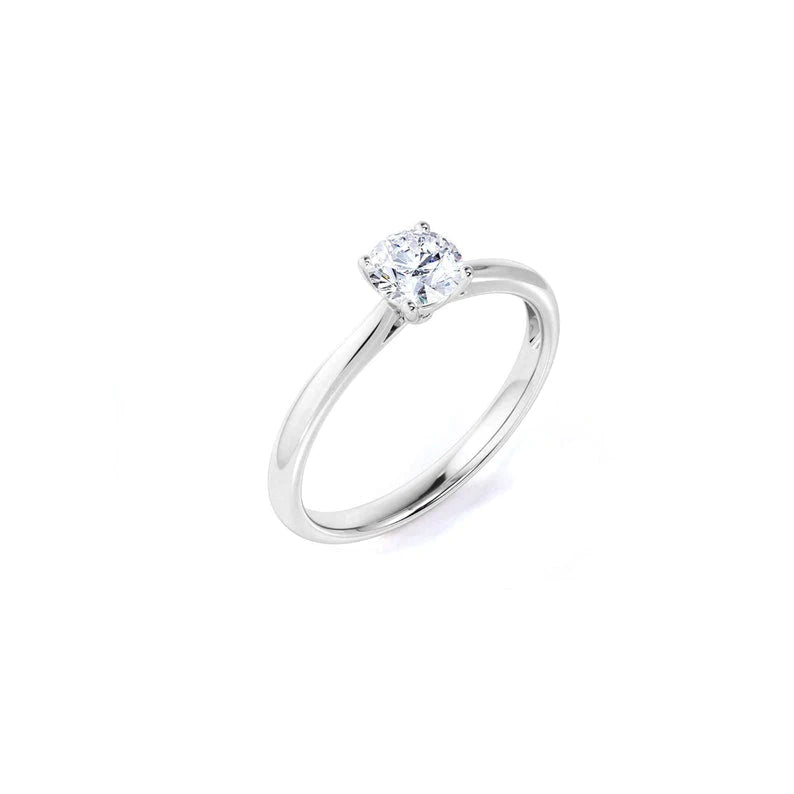 Anel Solitario De Ouro Branco 18k e Diamante Brilhante 70pts